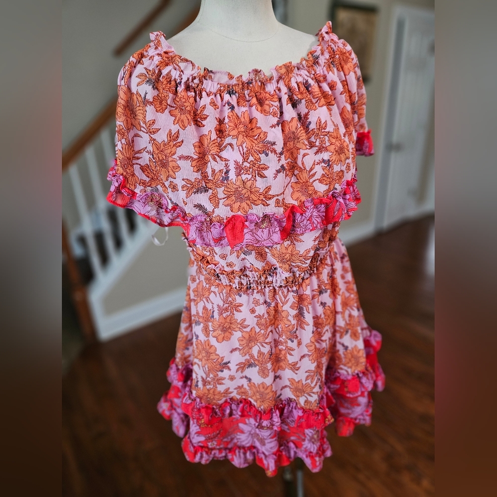 Jessica Simpson Floral Pink and Orange Dress